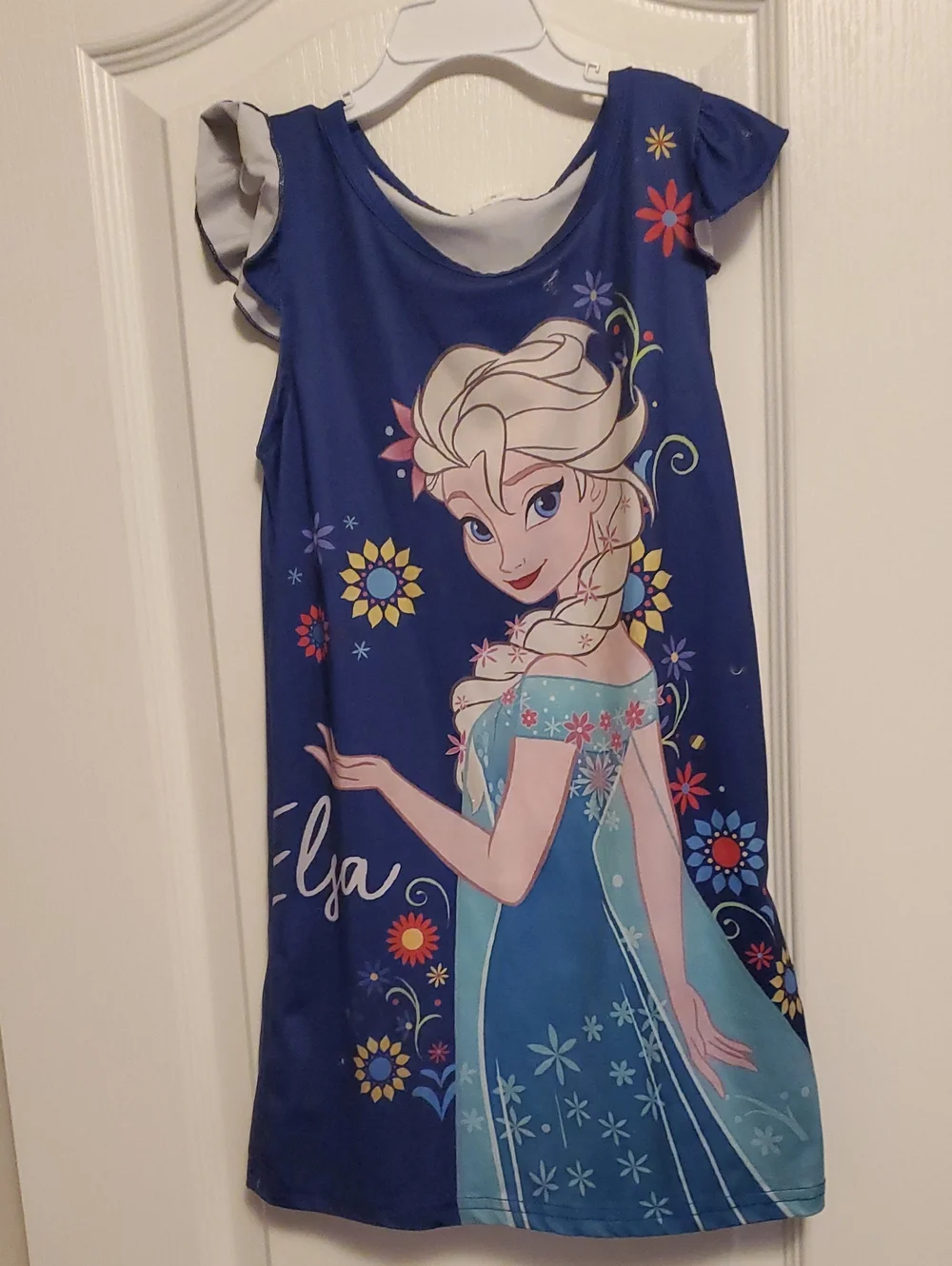 Girls' Blue Elsa Graphic Dress Nightgown